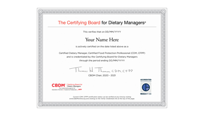 CDM, CFPP Printed Certificate